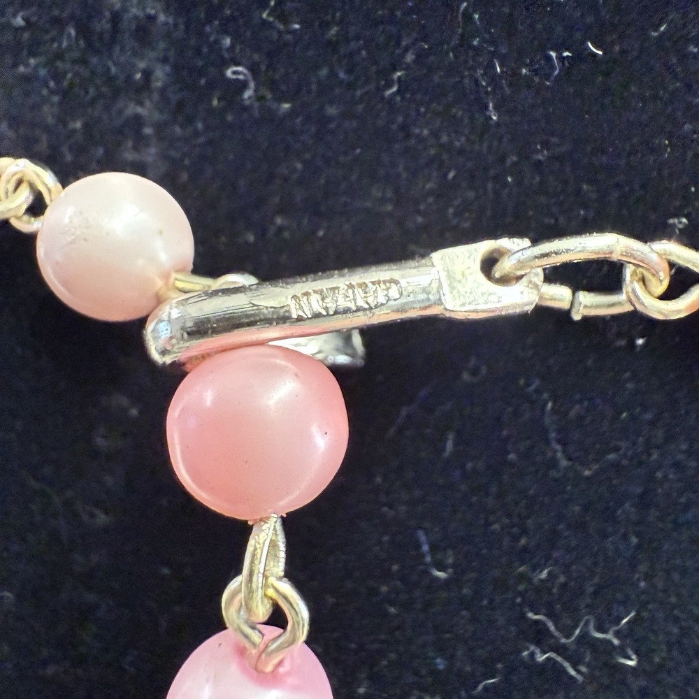 Vintage Japanese 3 Strand Pink Moonglow Pearls Necklace Matching Earrings - Picture 8 of 8